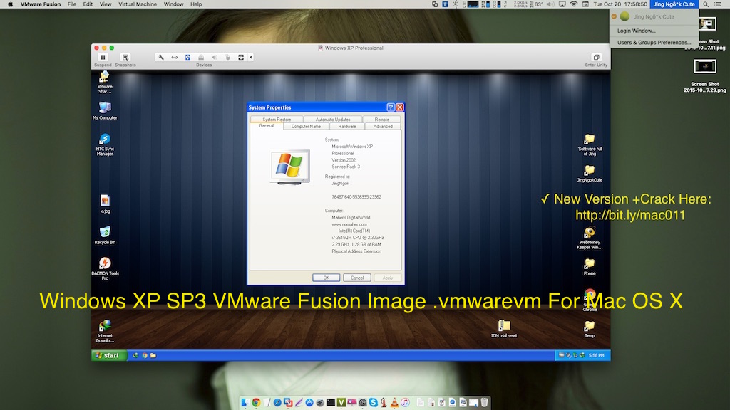 Windows XP SP3 VMware Fusion Image .vmwarevm For Mac OS X